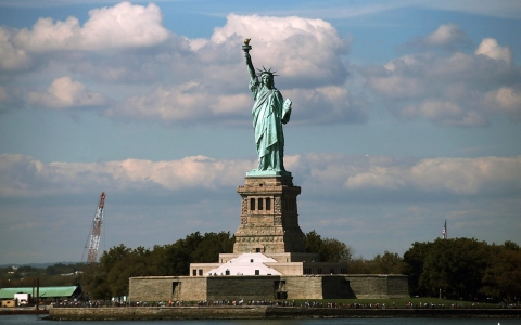 The Statue of Liberty, one of New York's premier tourist attractions, is viewed from the Staten Island Ferry in New York City.