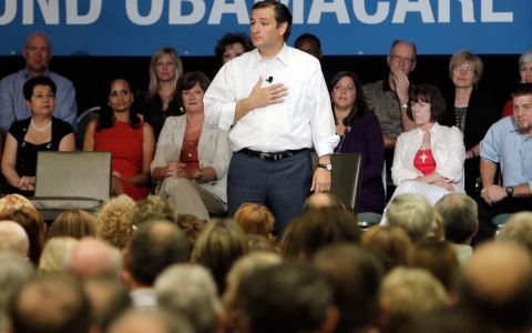 Sen. Ted Cruz, R-Texas, speaks during a town hall meeting in Dallas in August.