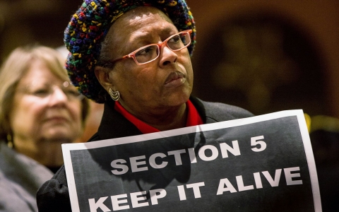 South Carolina woman rallies in support of Section 5 of the Voting Rights Act.