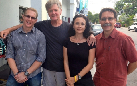 Oxitec's Derric Nimmo; genetically modified mosquito opponents Joel Biddle and Mila de Mier; and Michael Doyle, director of the Florida Keys Mosquito Control District