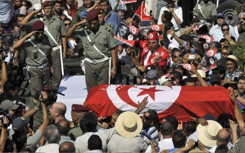 Supporters and family members of Mohamed Brahmi attended his funeral on July 27, 2013. (AFP/Getty)