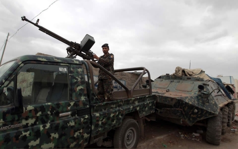 A Yemeni soldier mans a checkpoint on a street leading to the US embassy compound in Sanaa on Sunday.