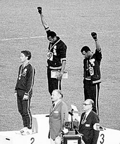 Tommie Smith and John Carlos performed their Black Power salute at the 1968 Olympics.