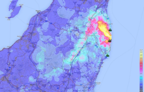 Safecast, a data group founded after the Fukushima disaster, maintains a database of radiation readings. Here is a screengrab of the readings from Sept. 11, 2014. 