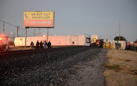 Thumbnail image for Local news reports: LA commuter train collides with truck, injuring 30