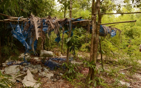 hut, trafficking camp, Phang Nga province, Thailand.  