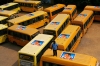 Posters of Tendulkar taped on top of school buses in Chennai.