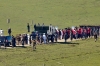 The casket of Nelson Mandela is brought in a military parade 